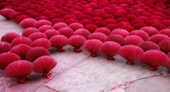 Framed Print : Vietnam - Red and Pink Incense Framed Print : Vietnam - Red and Pink Incense