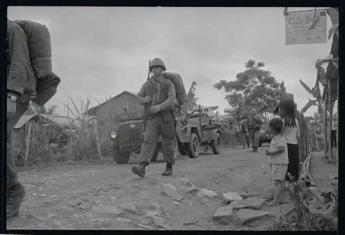 Framed Print : Vietnamese Children Watching Marines Pass By Framed Print : Vietnamese Children Watching Marines Pass By