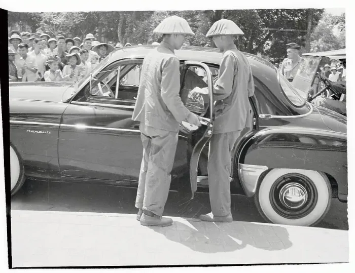 Framed Print : Vietnamese Officers Riding in French Car Framed Print : Vietnamese Officers Riding in French Car