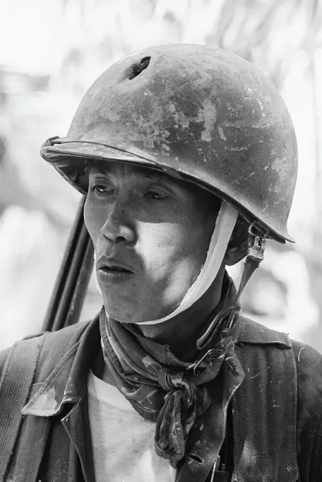 Framed Print : Vietnamese Ranger W / Hole In His Helmet Framed Print : Vietnamese Ranger W / Hole In His Helmet