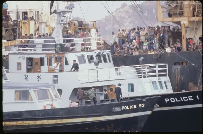 Framed Print : Vietnamese Refugees Aboard Ship Framed Print : Vietnamese Refugees Aboard Ship