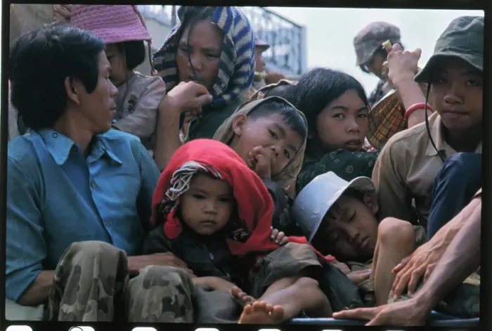 Framed Print : Vietnamese Refugees Fleeing in Crowded Truck Framed Print : Vietnamese Refugees Fleeing in Crowded Truck