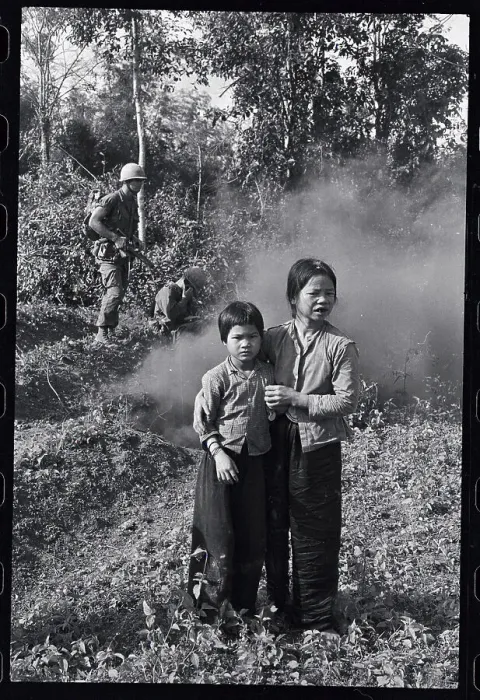 Framed Print : Vietnamese Refugees Waiting in Forest Framed Print : Vietnamese Refugees Waiting in Forest
