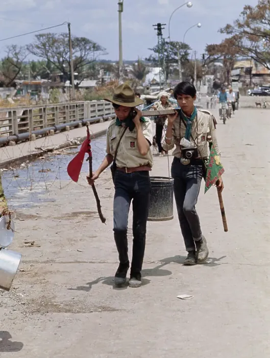 Framed Print : Vietnamese Scouts Carrying Water