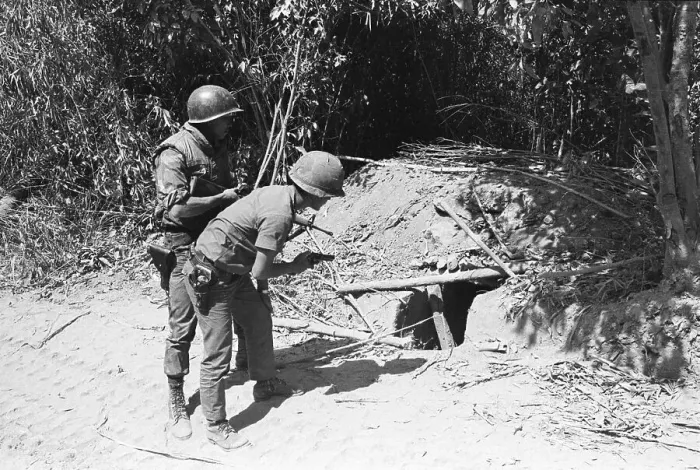 Framed Print : Vietnamese Soldiers Peering Into Bunker Framed Print : Vietnamese Soldiers Peering Into Bunker