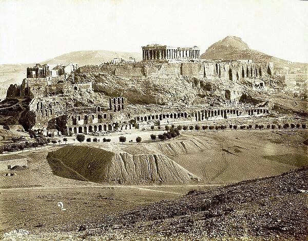 View of the Acropolis of Athens, c. 1880, Greece, Historic, digitally restored reproduction from a 19th century original