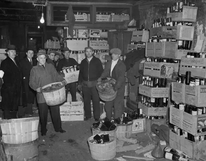 Framed Print : View of Agents Seizing Liquor Bottles Framed Print : View of Agents Seizing Liquor Bottles