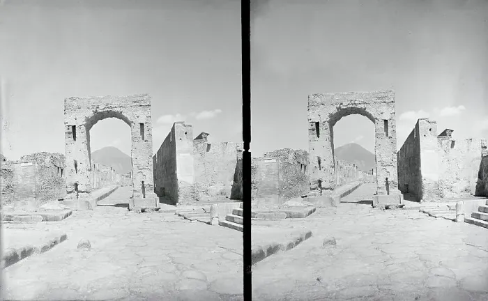 Framed Print : View of Arch of Nero and Vesuvius Framed Print : View of Arch of Nero and Vesuvius