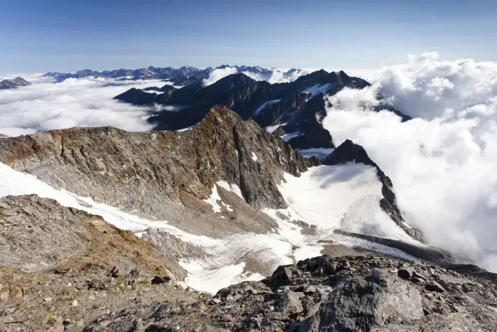 Framed Print : View during the ascent to the summit of Seelenkogel Mountain in the Pfelderertal valley, Alto Adige, Italy, Europe