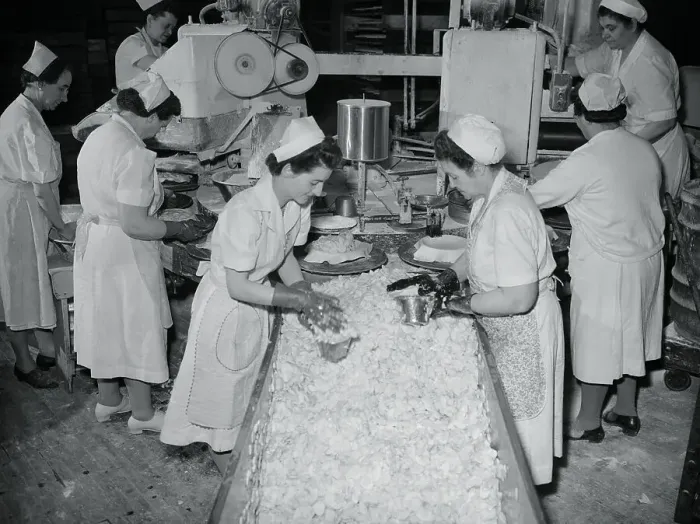 Framed Print : View of Assembly Line at Pie Factory Framed Print : View of Assembly Line at Pie Factory