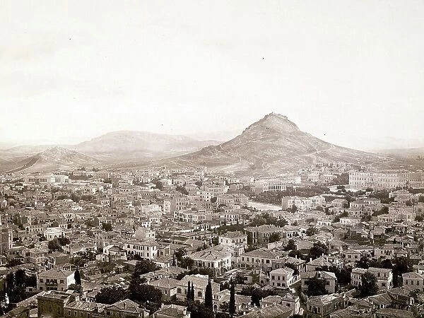 View of Athens from the Acropolis, 1860, Greece, Historic, digitally restored reproduction from a 19th century original