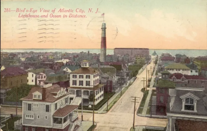 Framed Print : View Of Atlantic City, NJ, And Lighthouse Framed Print : View Of Atlantic City, NJ, And Lighthouse