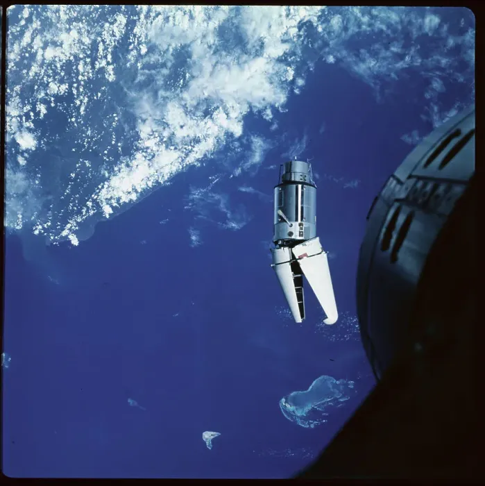 Framed Print : View of Augmented Target Docking Adapter in Space Framed Print : View of Augmented Target Docking Adapter in Space