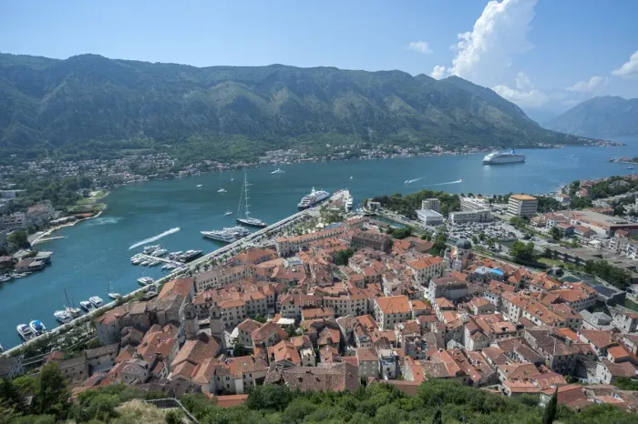 Framed Print : View of Bay of Kotor and Old Town, Kotor, Montenegro Framed Print : View of Bay of Kotor and Old Town, Kotor, Montenegro