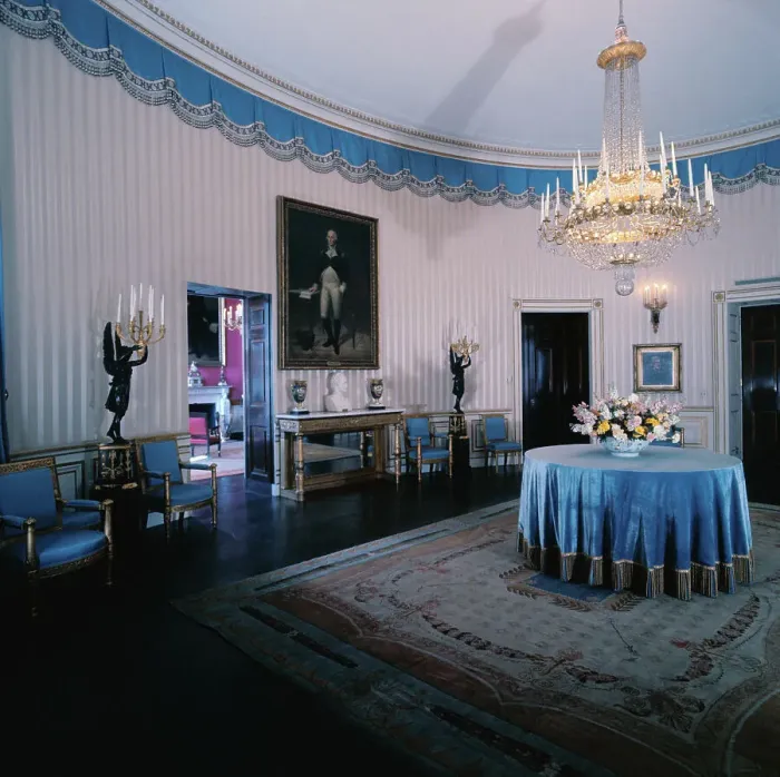 Framed Print : View of Blue Room Inside White House Framed Print : View of Blue Room Inside White House