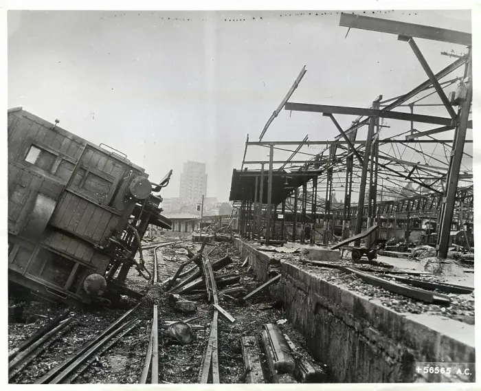Framed Print : View of Bombed out Railway Framed Print : View of Bombed out Railway