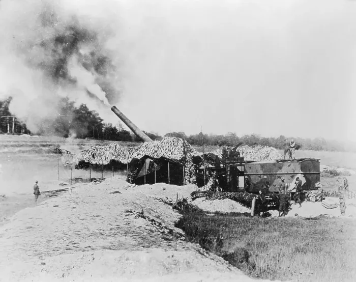 Framed Print : View of Cannon Firing During World War I Framed Print : View of Cannon Firing During World War I