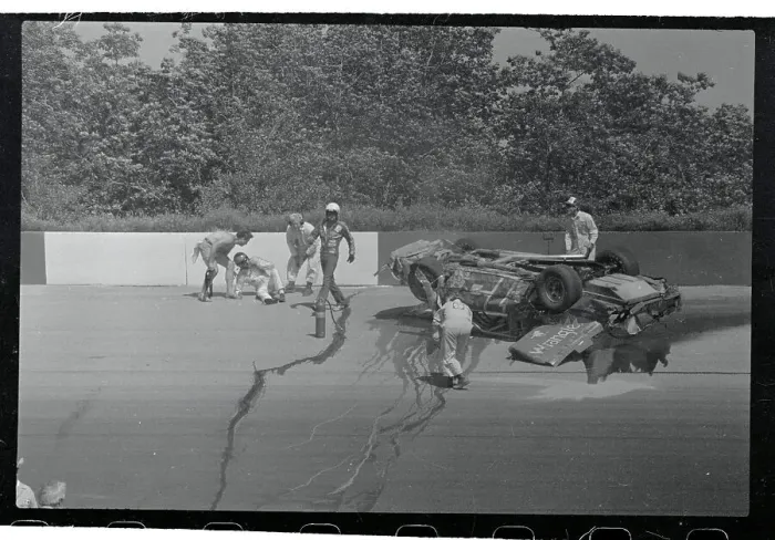 Framed Print : View of Car Crash During the Pocono 500 Framed Print : View of Car Crash During the Pocono 500