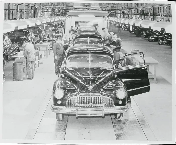Framed Print : View of Cars on Assembly Line at Buick Plant Framed Print : View of Cars on Assembly Line at Buick Plant