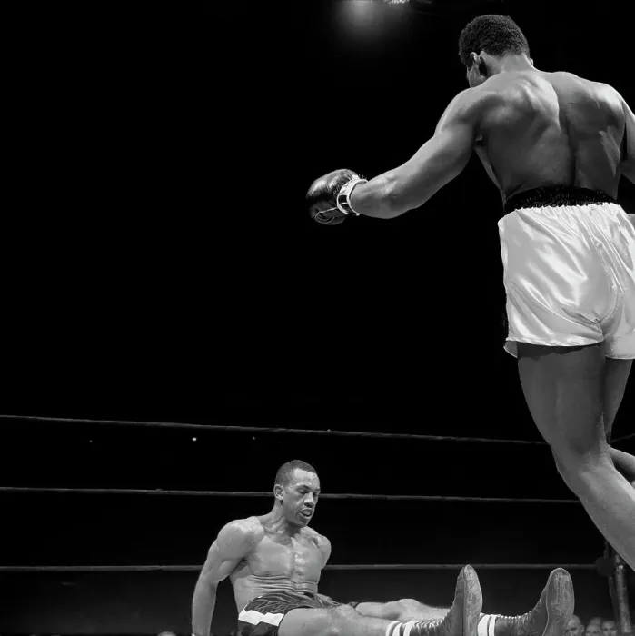Framed Print : View of Cassius Clay Taunting Sonny Banks Framed Print : View of Cassius Clay Taunting Sonny Banks