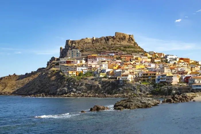 Framed Print : View of Castelsardo and fortress, Sassari, Sardinia, Italy Framed Print : View of Castelsardo and fortress, Sassari, Sardinia, Italy