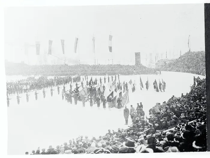 Framed Print : View of Ceremonies Opening the 1936 Winter Olympic Games Framed Print : View of Ceremonies Opening the 1936 Winter Olympic Games