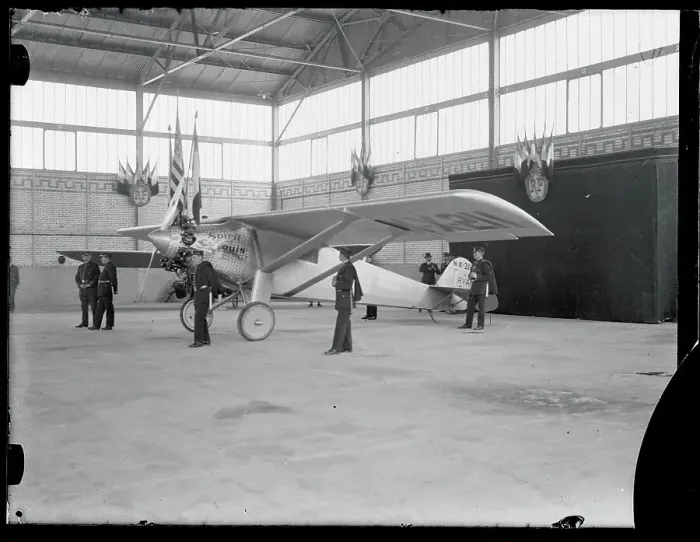 Framed Print : View of Charles Lindbergh's Plane in Hanger at Le Bourget Airfield Framed Print : View of Charles Lindbergh's Plane in Hanger at Le Bourget Airfield