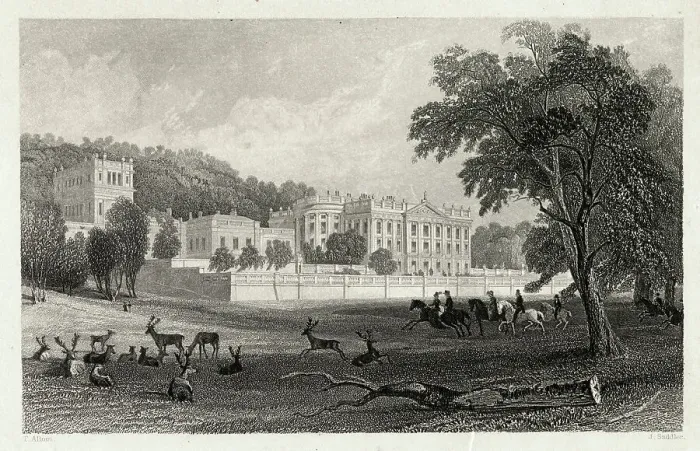 Framed Print : View of Chatsworth, Derbyshire Seat of The Duke of Devonshire Framed Print : View of Chatsworth, Derbyshire Seat of The Duke of Devonshire