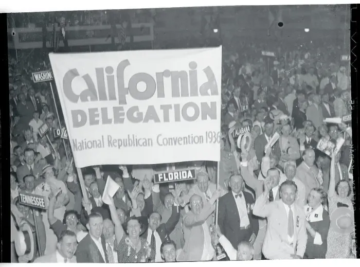 Framed Print : View of Cheering Delegates at GOP Convention Framed Print : View of Cheering Delegates at GOP Convention