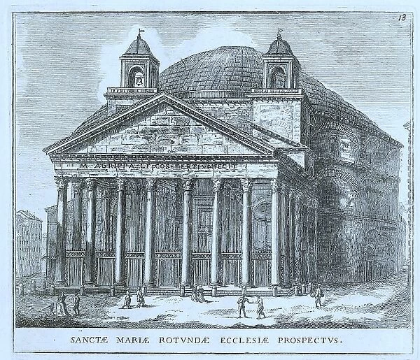 View of the church of S. Eusebio, in the east of S. Maria Maggiore, historical Rome, Italy, digital reproduction of an original 17th century painting, original date unknown