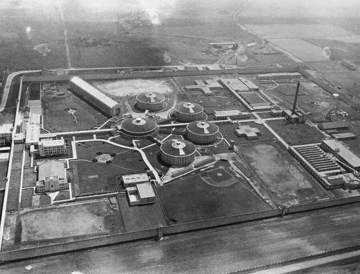 Framed Print : View of Circular Buildings and Landscape at State Prison Framed Print : View of Circular Buildings and Landscape at State Prison