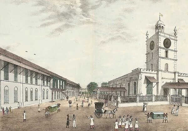 View of the city of Bombay around 1870, India, Historic, digitally restored reproduction from an original of the time