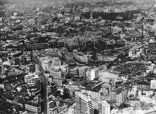 Milan. A view over the city of Milan, in northern Italy, 11th January 1955