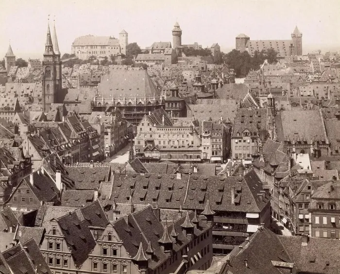 Framed Print : View of the city of Nuremberg in 1890, Bavaria, Germany, Historical, digitally restored reproduction from a 19th century original