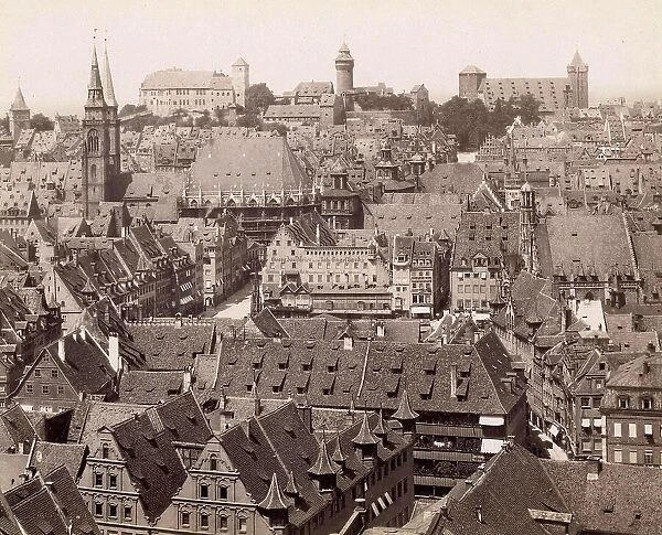 View of the city of Nuremberg in 1890, Bavaria, Germany, Historical, digitally restored reproduction from a 19th century original