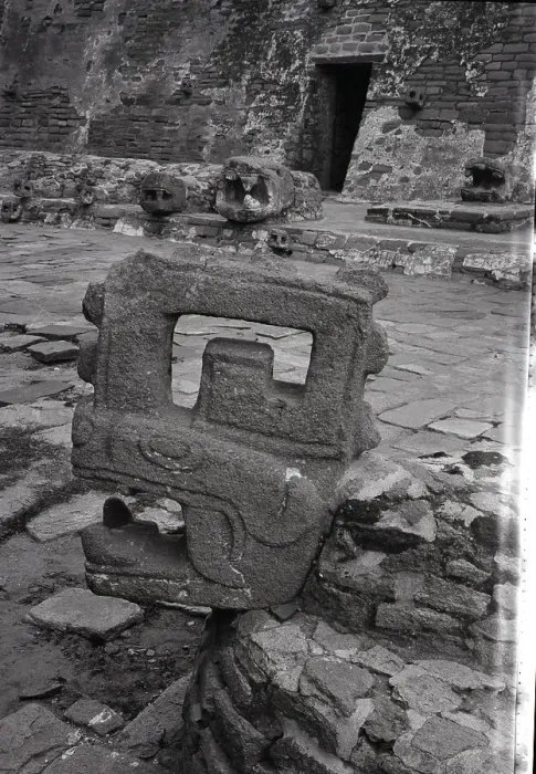 Framed Print : View Of Coiled Snake Sculpture In Mexico