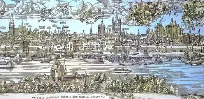 Framed Print : View of Cologne in 1531, on the right the construction site of Cologne Cathedral, Germany, Historic, digitally restored reproduction from a 19th century original Framed Print : View of Cologne in 1531, on the right the construction site of Cologne Cathedral, Germany, Historic, digitally restored reproduction from a 19th century original