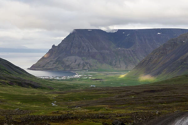 View of countryside near Isafjordur, Isafjarthardjup, Westfjords, Iceland