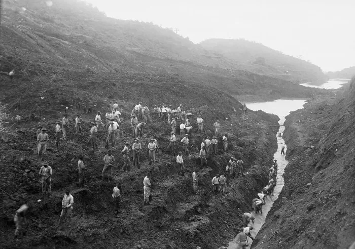 Framed Print : View of Digging Site for Panama Canal