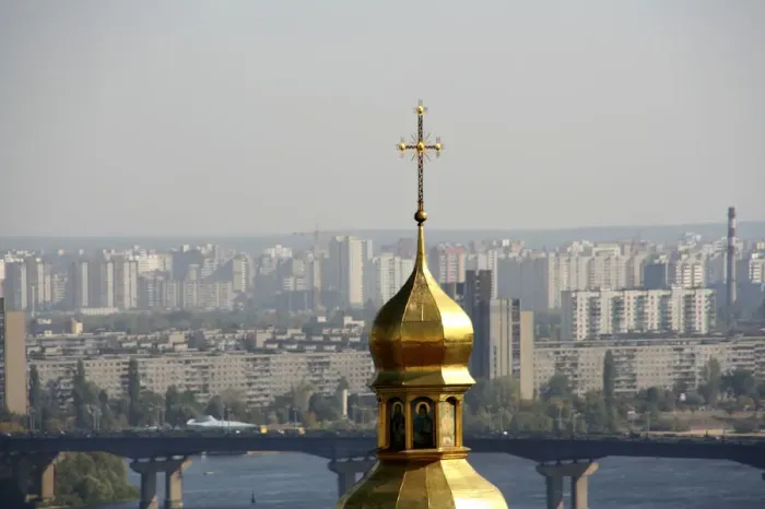 Framed Print : View of domes with crosses of Kiev-Pechersk lavra Framed Print : View of domes with crosses of Kiev-Pechersk lavra