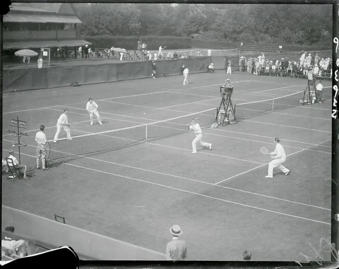 Framed Print : View of Doubles Tennis Match Framed Print : View of Doubles Tennis Match