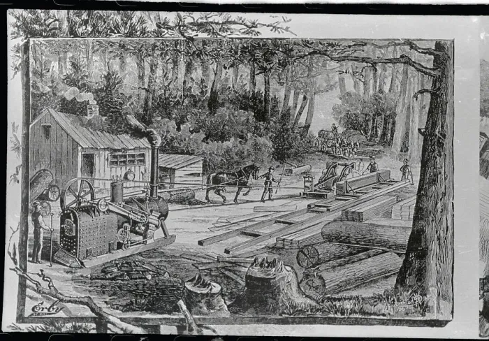 Framed Print : View of Early Lumber Mill Framed Print : View of Early Lumber Mill