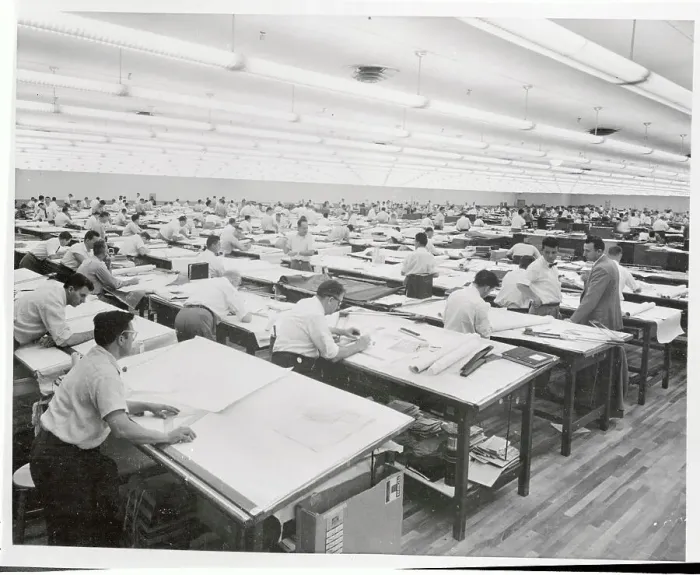 Framed Print : View of Employees Inside Engineering Plant Framed Print : View of Employees Inside Engineering Plant