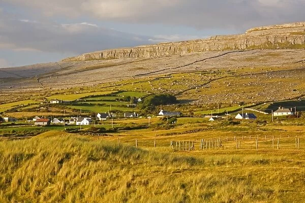 View Of Fanore Village And Limestone Mountain In The Background In The Burren Region