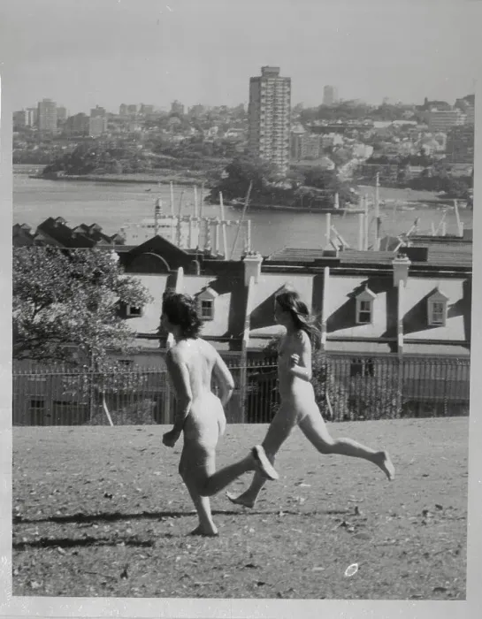 Framed Print : Side View of Two Female Streakers Framed Print : Side View of Two Female Streakers
