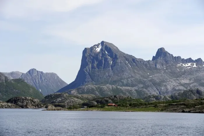 Framed Print : View from the fjord ferry at the Arctic Circle, Northern Norway, Norway, Scandinavia, Europe