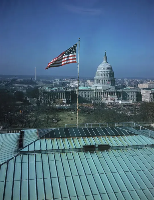 Framed Print : View of Flag and Capitol Building Framed Print : View of Flag and Capitol Building