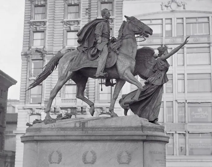 Framed Print : Side View of General Sherman's Statue
