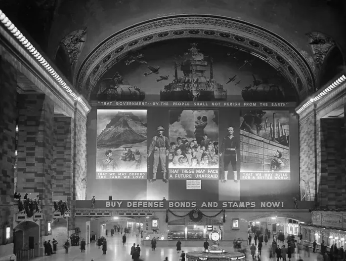 Framed Print : View of Grand central Station with Large Mural Framed Print : View of Grand central Station with Large Mural