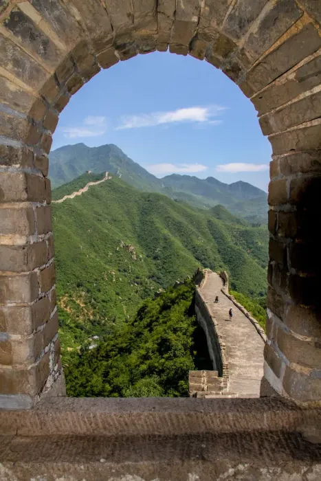 Framed Print : A view of the great wall through a window Framed Print : A view of the great wall through a window